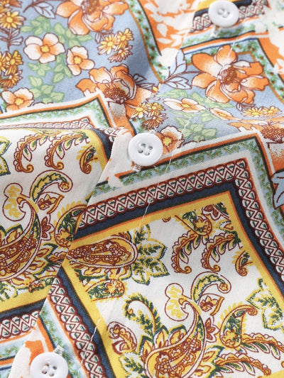 Aodhan® | Floral Border Print Button Up Shirt