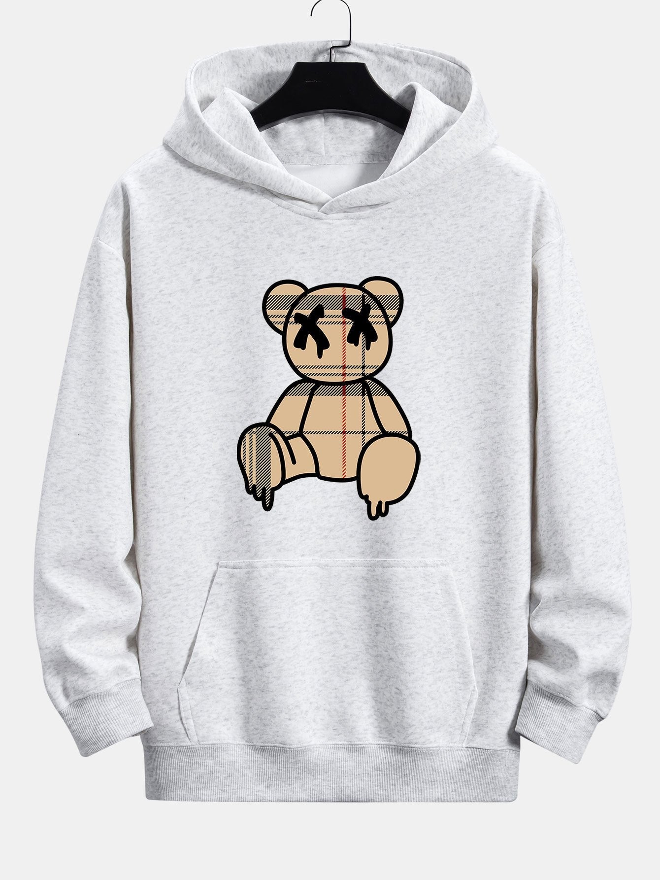 Marcus | Plaid Dissolving Bear Print Relax Fit Hoodie