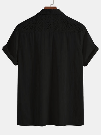Anakin® | Geometric Textured Patchwork Cuban Shirt