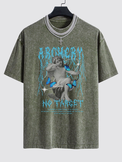 Isaac® | Character Slogan Print Washed Drop Shoulder Oversize T-Shirt