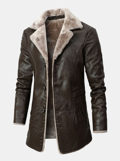 Nolan | Long Line Faux Fur Lined PU Leather Coat