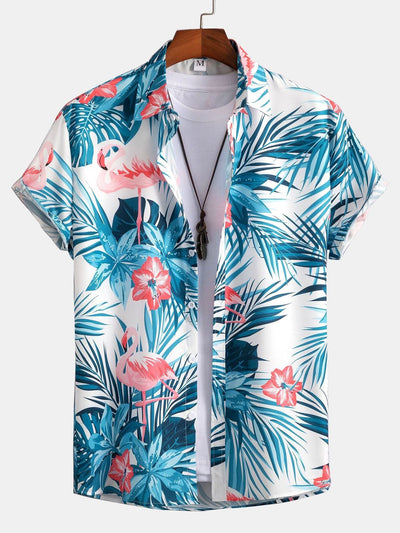 Asbjorn® | Flamingo Tropical Print Button Up Shirt