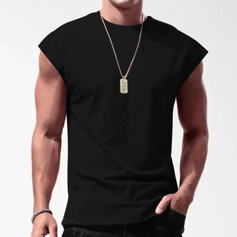 Men's Solid Loose Sleeveless  Sports T-shirt