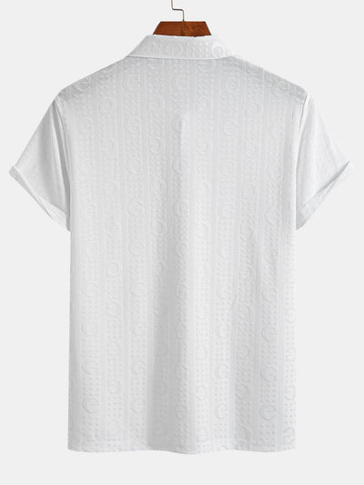 Cornelio® | Short Sleeve Knitted Letter Textured Polo