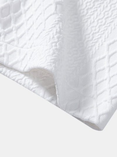 Apolinar® | Rhombus Geometric Jacquard Textured Cuban Shirt