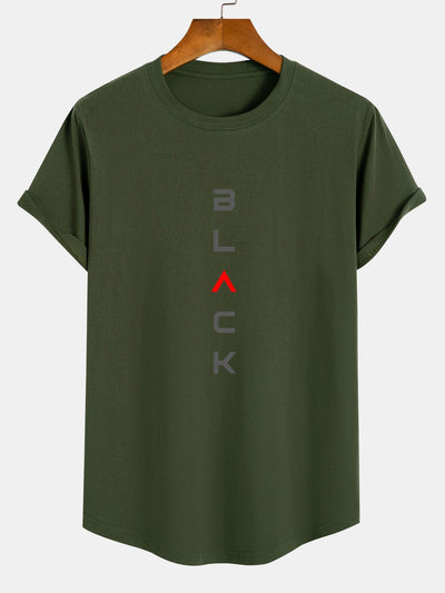 Zane® | Black Print Cotton Arc Hem T-Shirt
