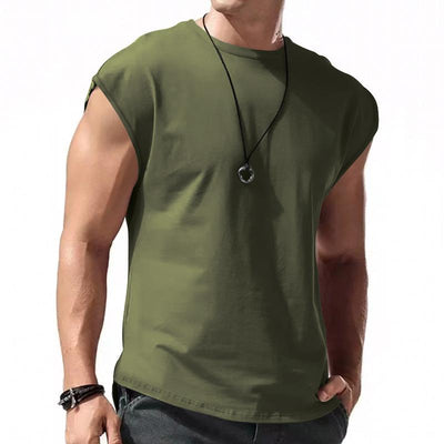 Men's Solid Loose Sleeveless  Sports T-shirt