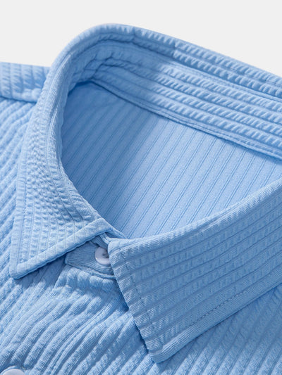 Caleb® | Muscle Fit Ribbed Button Up Shirt