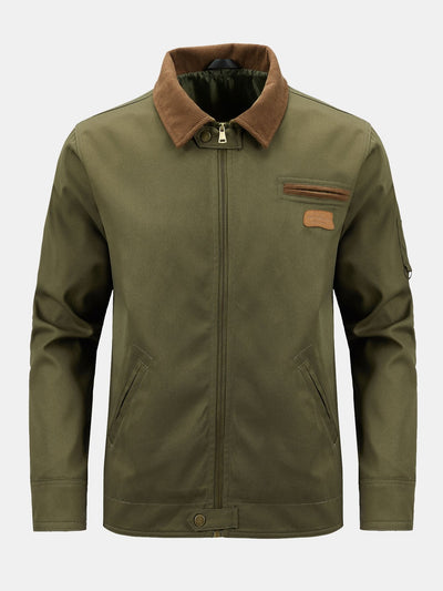 Kian | Corduroy Collar Zip Up Jacket