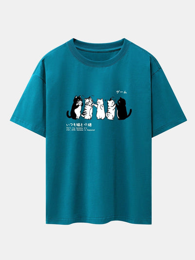 Ananías® | Friend Cat Print Drop Shoulder Oversize T-Shirt