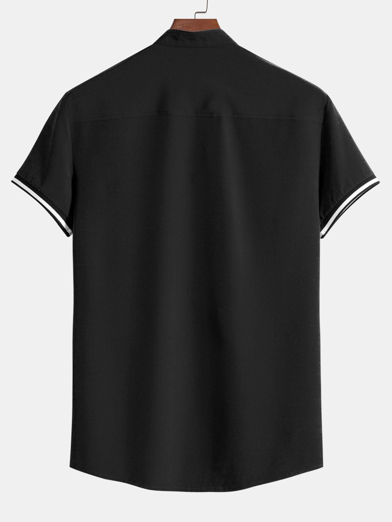 Arvid® | Muscle Fit Stripe Threaded Cuff Stand Collar Shirt