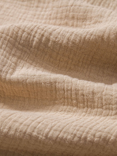 Aritz® | Wrinkled Cotton Half Open Placket Henley Collar Shirt