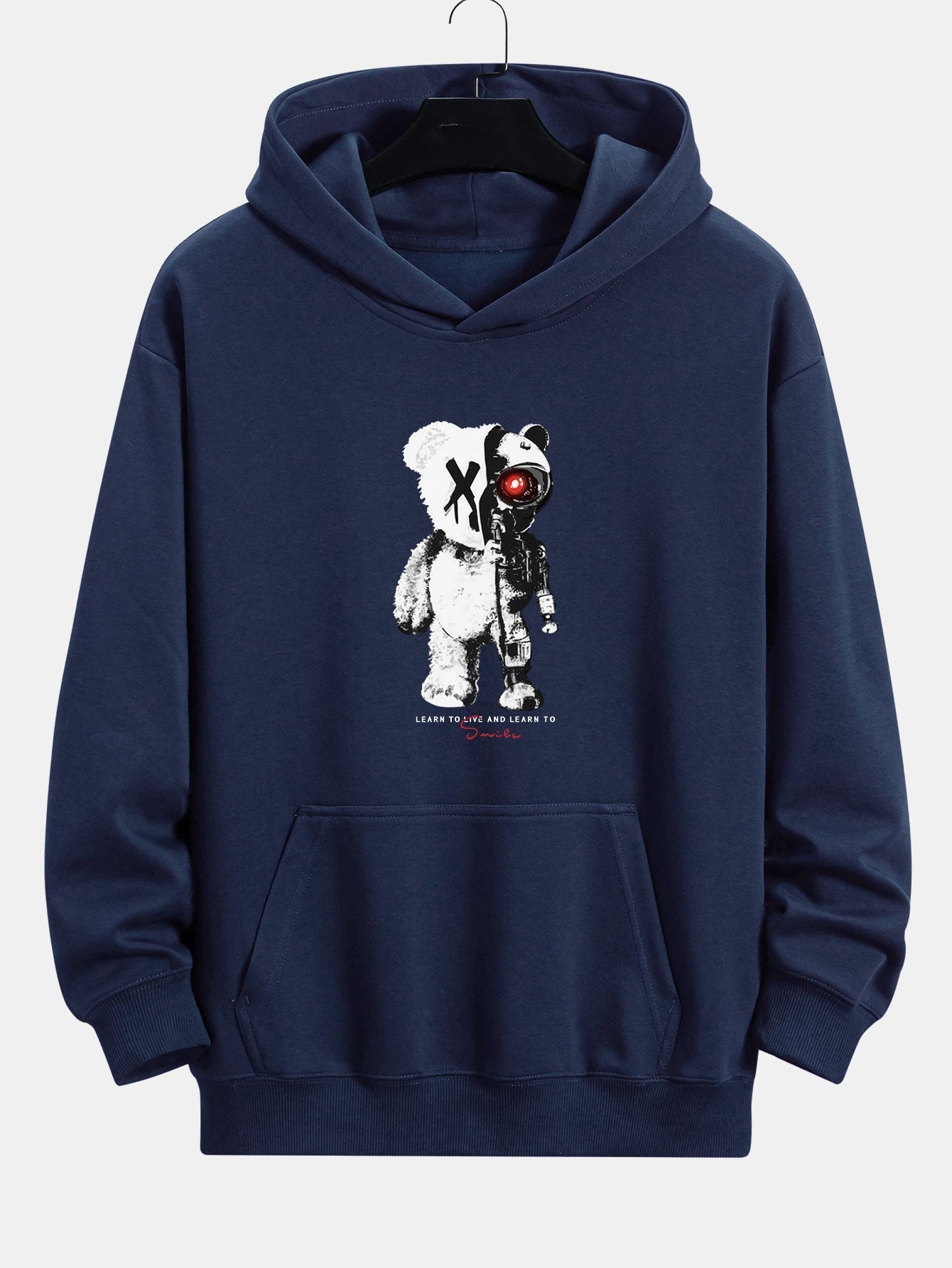 Tatum | Robot Bear Print Relax Fit Hoodie
