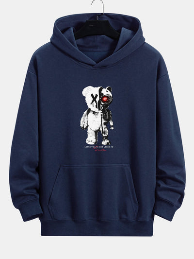 Tatum | Robot Bear Print Relax Fit Hoodie