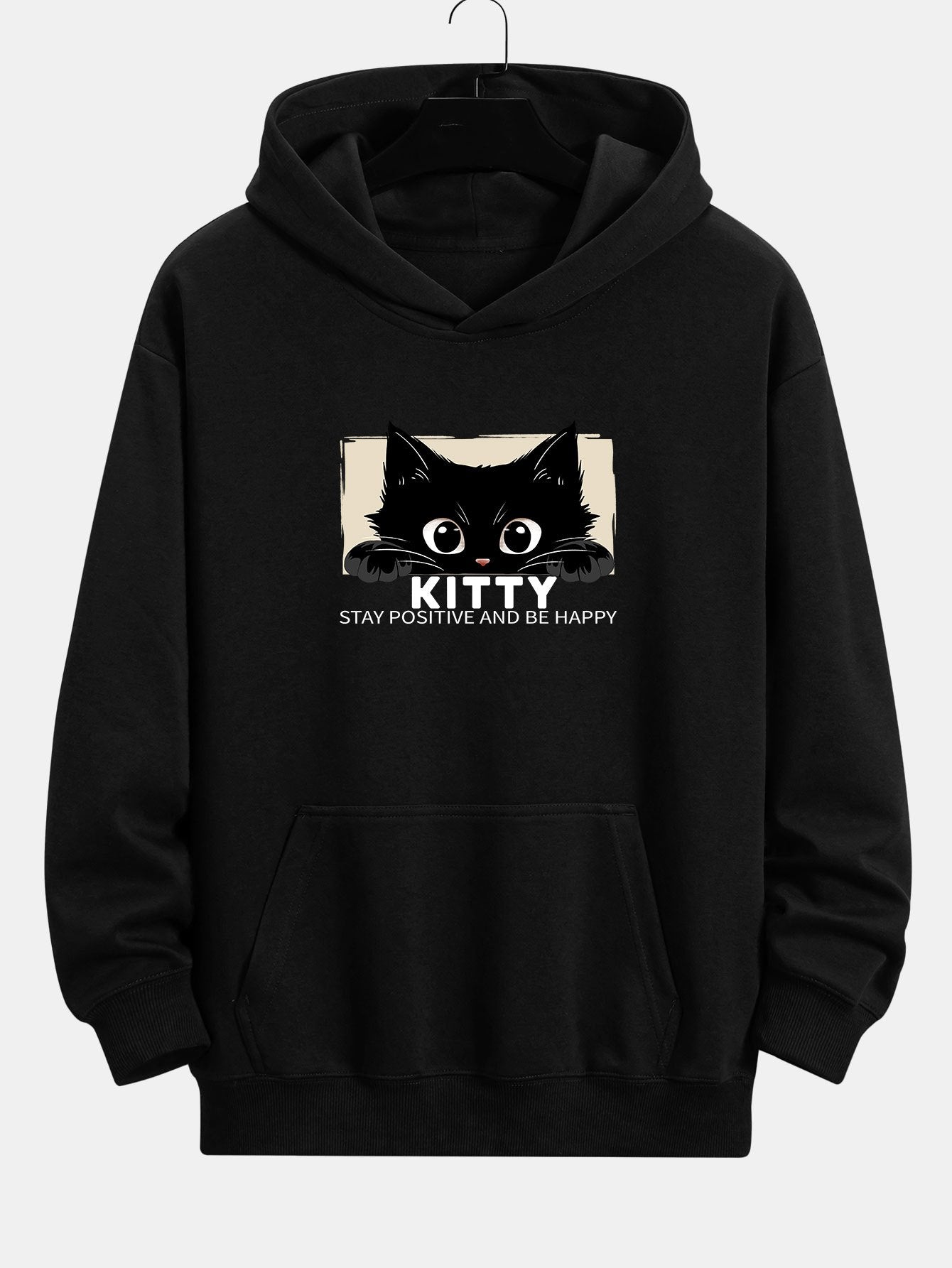Eliseo | Black Cat Print Relax Fit Hoodie