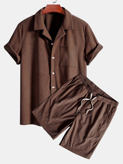 Adalrich® | Short Sleeve Corduroy Cuban Shirt & Shorts