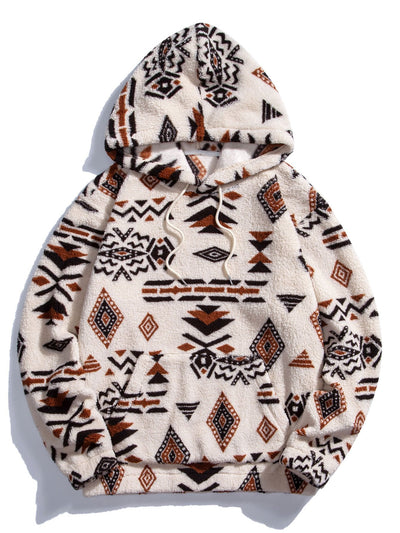 Frederick | Aztec Print Teddy Hoodie