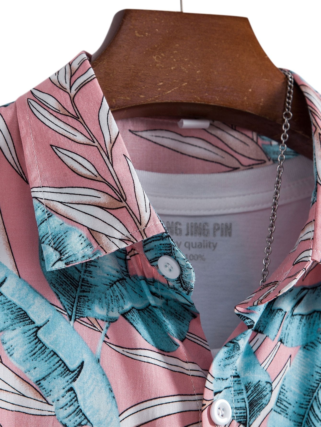 Zeus® | Viscose Tropical Print Button Up Shirt & Short Length Swim Shorts