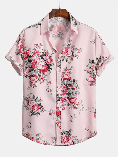 Artan® | Rose Floral Print Button Up Shirt