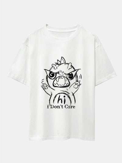 Ignacio® | Cartoon Dinosaur Print Drop Shoulder Oversize T-Shirt