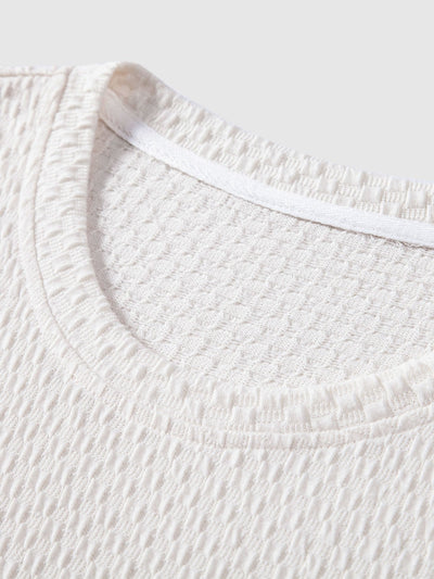 Jesus® | Checkerboard Textured Knitted T-Shirt