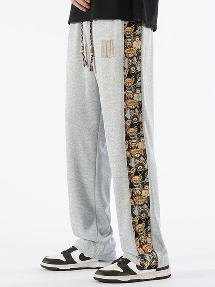 Adalberto® | Bear Print Patchwork Straight Leg Pants