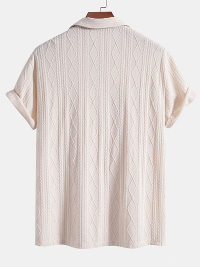 Ysidro® | Knitted Geometric Rhombus Jacquard Cuban Shirt