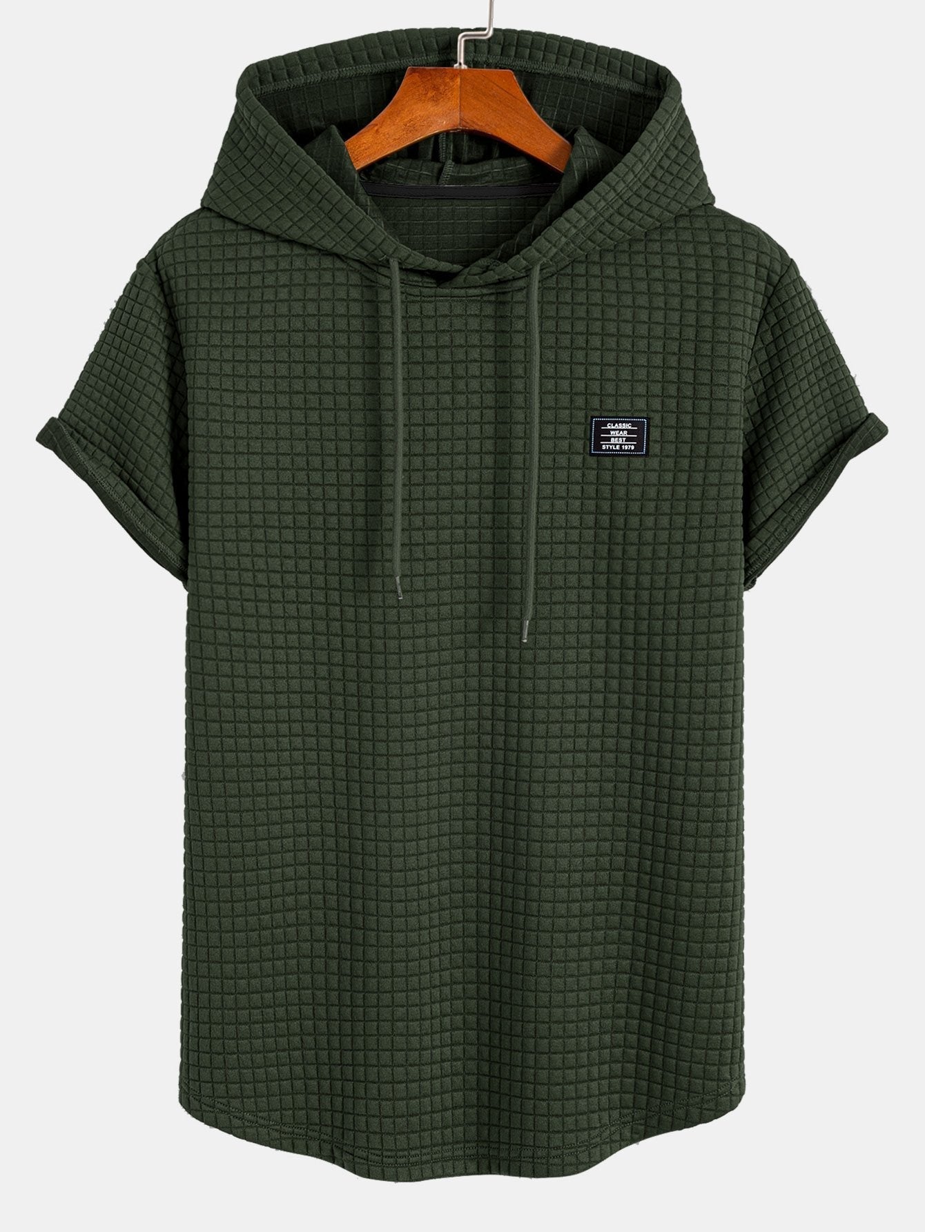 Afif® | Waffle Hooded Arc Hem T-Shirt & Drawstring Corduroy Cargo Jogger Pants
