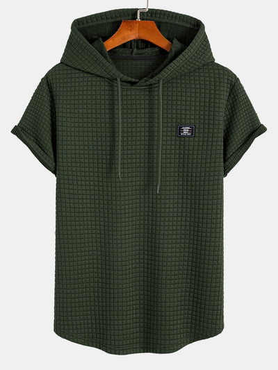 Afif® | Waffle Hooded Arc Hem T-Shirt & Drawstring Corduroy Cargo Jogger Pants