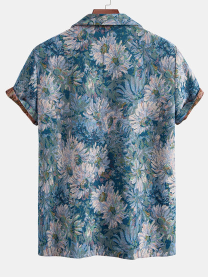 Adeimantos® | Painted Floral Jacquard Cuban Shirt & Shorts