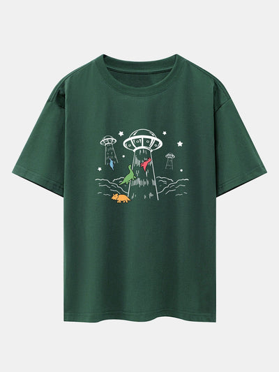 Xavier® | Ufo Take Away Dinosaurs Print Drop Shoulder Oversize T-Shirt