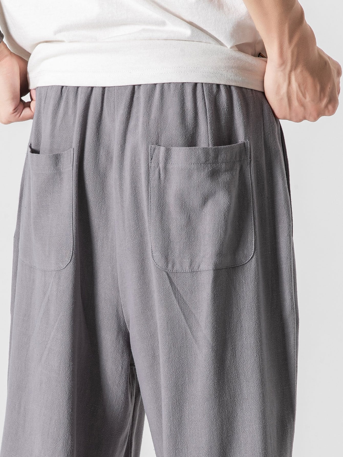 Ewan® | Wide Relax Fit Trousers In Linen And Cotton Mix