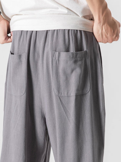 Ewan® | Wide Relax Fit Trousers In Linen And Cotton Mix