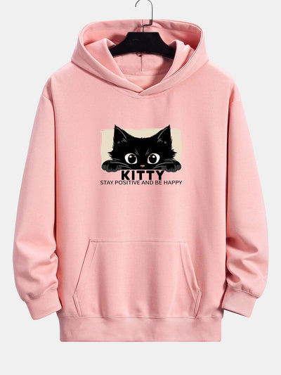 Nigel | Black Cat Print Relax Fit Hoodie
