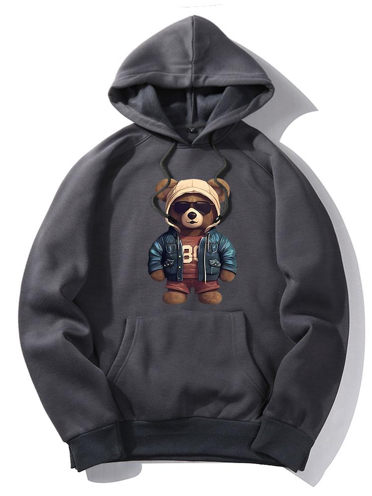 Benedict | Bear In Leather Jacket Print Hoodie