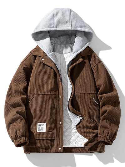 Jes��s | Quilted Lined Corduroy Hooded Coat