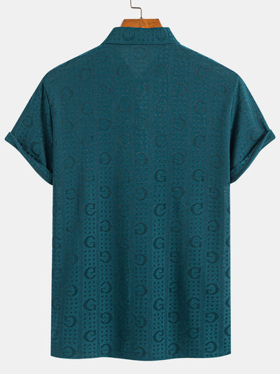 Cornelio® | Short Sleeve Knitted Letter Textured Polo