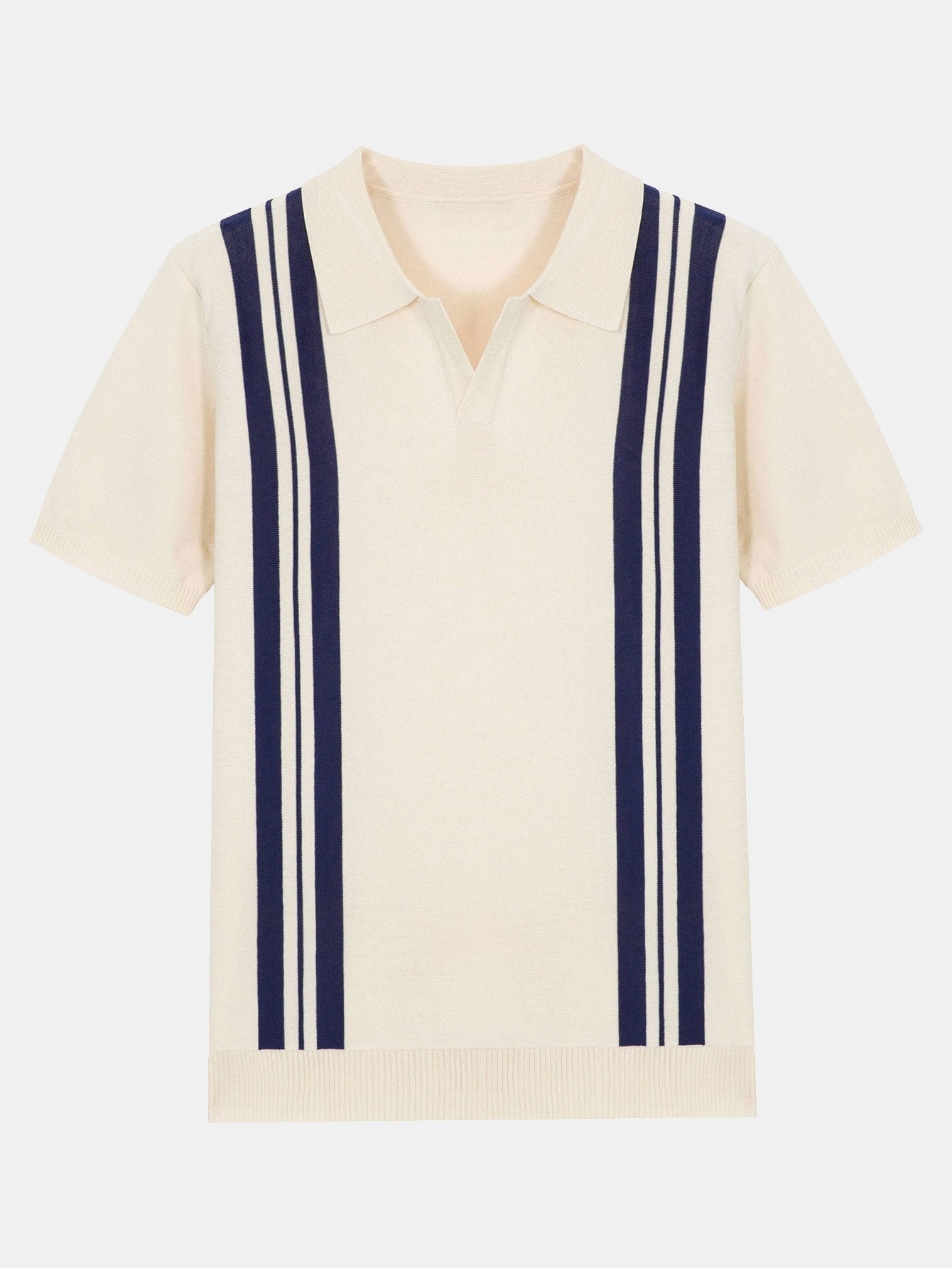 Kai | Striped Johnny Collar Sweater Polo