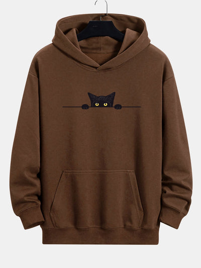 Jax | Black Cat Print Relax Fit Hoodie