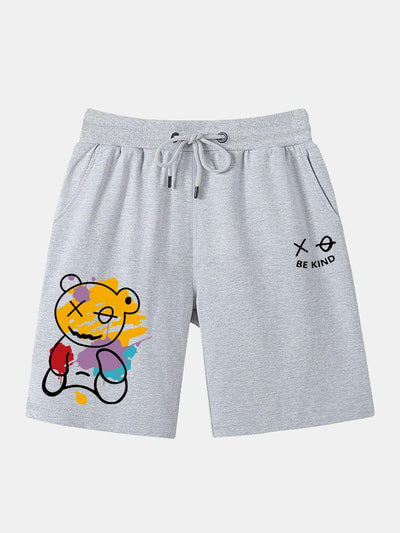 Badawy® | Graffiti Bear Print Man Mid Length Shorts