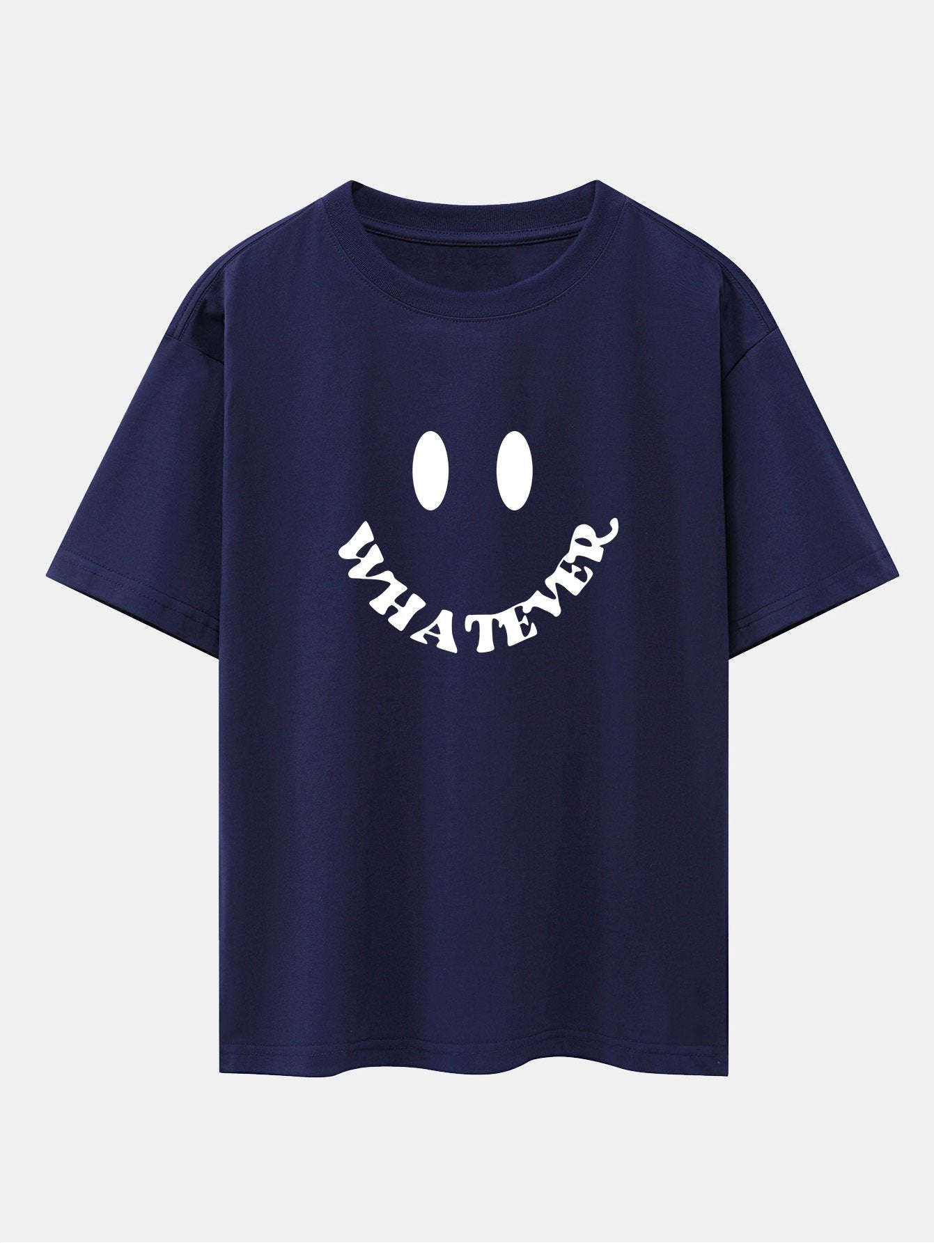 Andrés® | Smiley Face Slogan Print Drop Shoulder Oversize T-Shirt