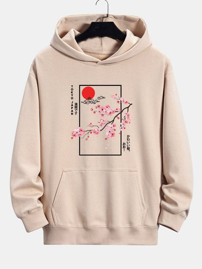 Eugene | Cherry Blossom Slogan Print Relax Fit Hoodie