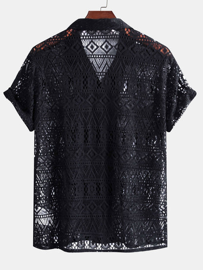 Anastasio® | Short Sleeve Geometry Textured Cuban Shirt