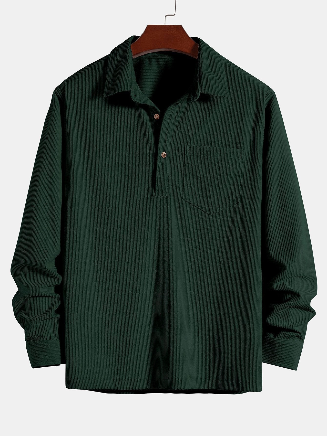 Amyas® | Long Sleeve Polo Neck Corduroy Shirt