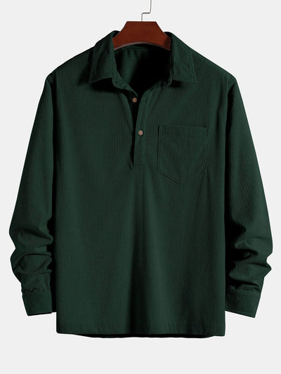 Amyas® | Long Sleeve Polo Neck Corduroy Shirt