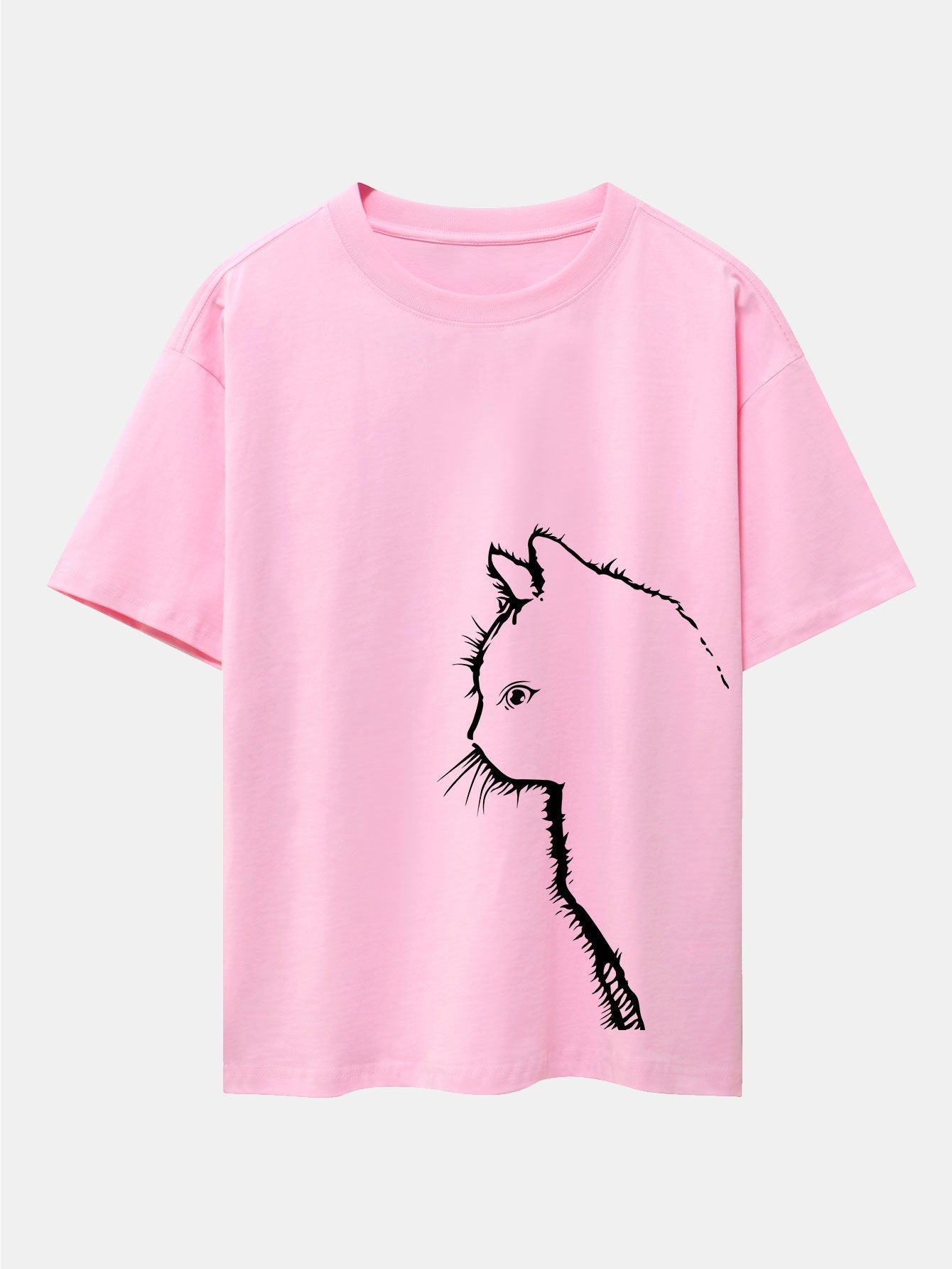 Héctor® | Cat Silhouette Print Drop Shoulder Oversize T-Shirt
