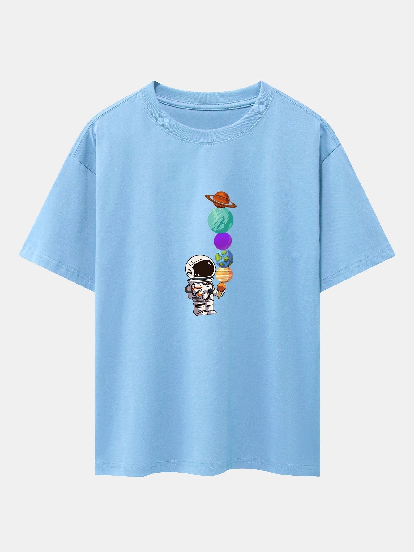 Atilano® | Planet Astronaut Print Drop Shoulder Oversize T-Shirt