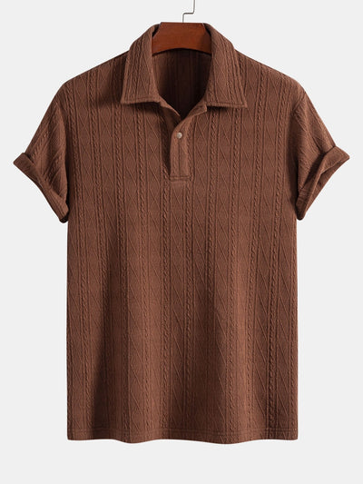 Logan | Knitted Rhombus Geometric Jacquard Polo