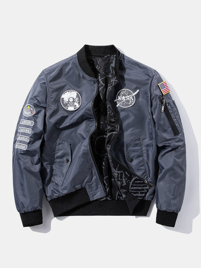 Hunter | Reversible NASA Embroidered Patch Bomber Jacket
