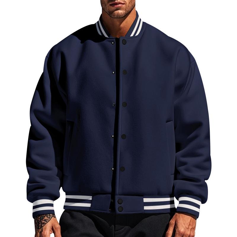 Men's Casal Stand Collar Fleece Sports Baseball Jacket